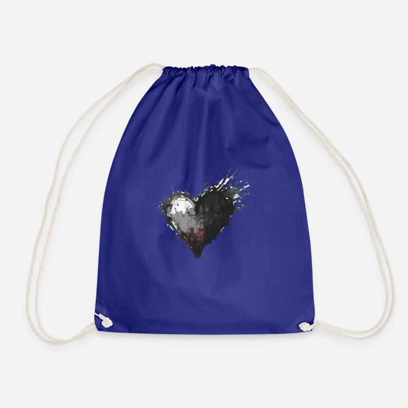 Heart Black - Drawstring Bag - royal blue