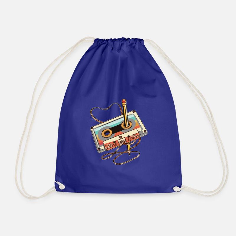 Vintage cassettes for nostalgics, 80s & 90s - Drawstring Bag - royal blue