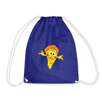 Funny cartoon slice of pizza - Drawstring Bag - royal blue - Front