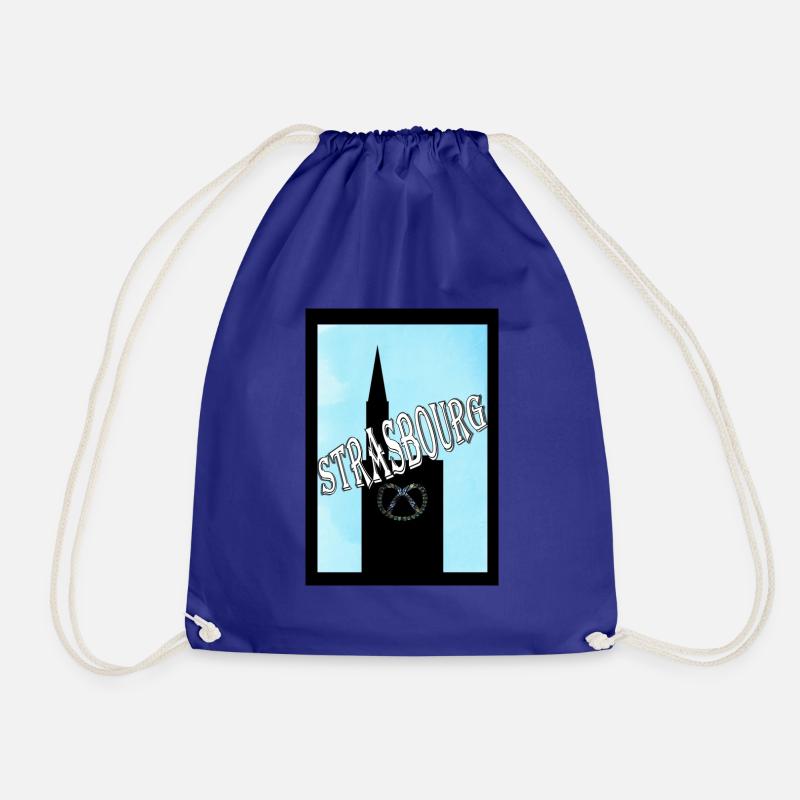 Strasbourg Alsace Pretzel Cathedral - Drawstring Bag - royal blue