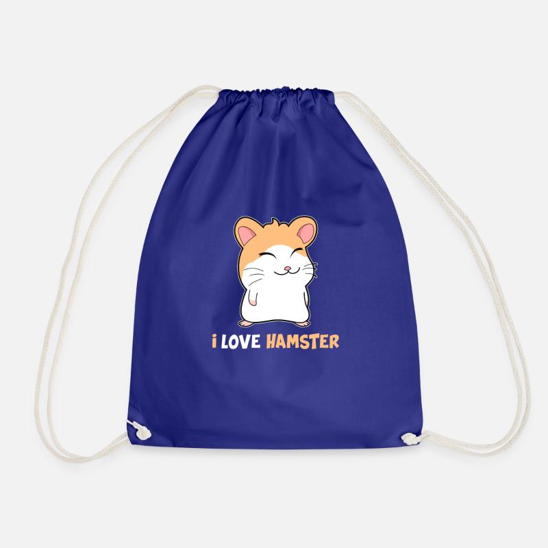 I love hamster pet - Drawstring Bag - royal blue
