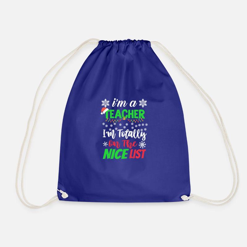 Teacher Christmas - Drawstring Bag - royal blue