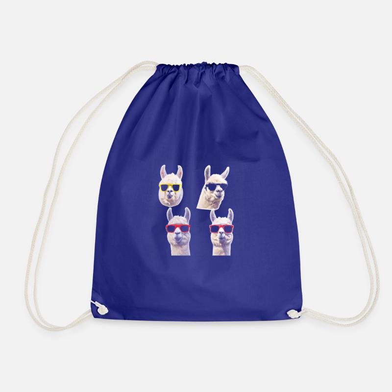 Alpaca Funny Sunglasses Colorful - Drawstring Bag - royal blue