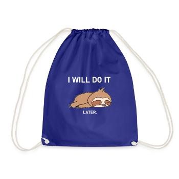 Lazy sloth funny - Drawstring Bag - royal blue - Front