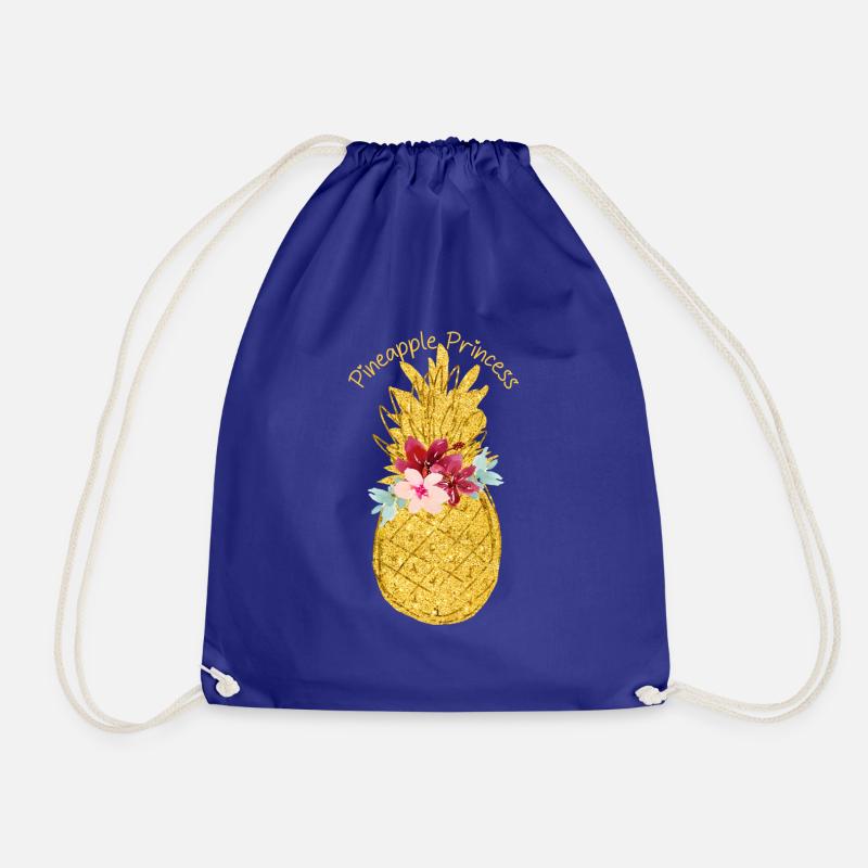 pineapple princess pineapple flower - Drawstring Bag - royal blue