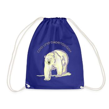 cool, strong as a bear, polar bear - Drawstring Bag - royal blue - Front