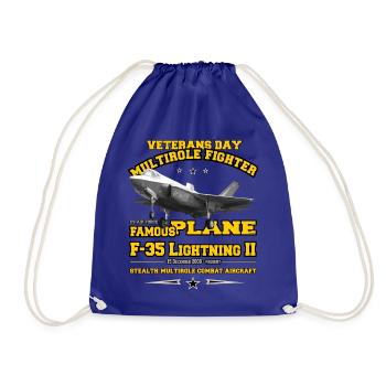 Stealth Combat Aircraft F-35 Lightning II - Drawstring Bag - royal blue - Front