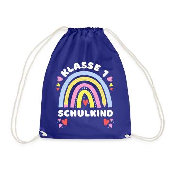 Klasse 1 - Schulkind - mit Namen personalisierbar - Turnbeutel - Königsblau - Vorne