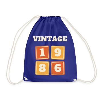Vintage 1986 Retro Jahrgang 40. Geburtstag Geschen - Turnbeutel - Königsblau - Vorne