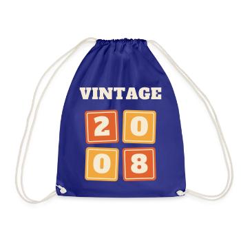 Vintage 2008 Retro Jahrgang 18. Geburtstag Geschen - Turnbeutel - Königsblau - Vorne