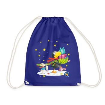 Der kleine Rabe Socke Weihnachten - Turnbeutel - Königsblau - Vorne