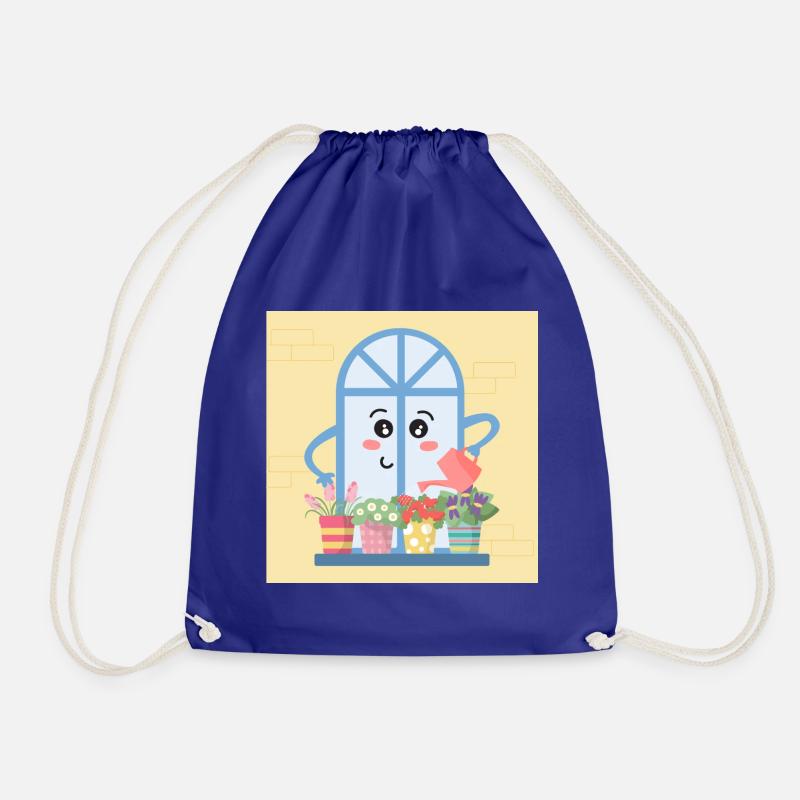 Window watering flowers - Drawstring Bag - royal blue