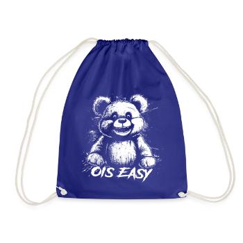 Retro Bär "Ois Easy" - Turnbeutel - Königsblau - Vorne