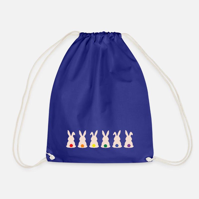 Rainbow Bunny - Drawstring Bag - royal blue