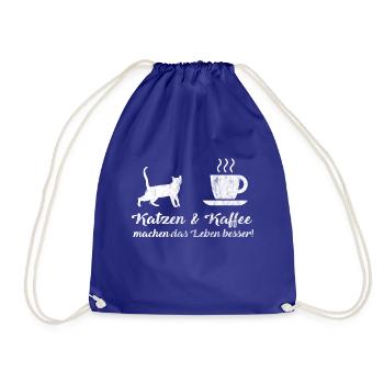 Katzen & Kaffee machen das Leben besser! | Katze - Turnbeutel - Königsblau - Vorne