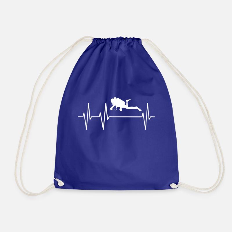 Diving Diver Heartbeat Heart Pulse Palpitations - Drawstring Bag - royal blue
