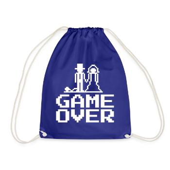 Game Over Hochzeit Junggesellenabschied Geschenk - Turnbeutel - Königsblau - Vorne