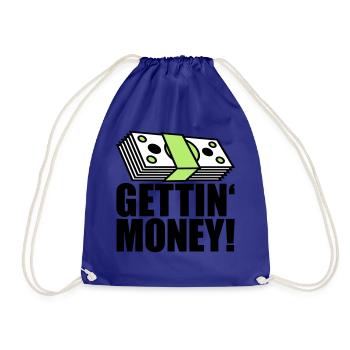buendel banknotes dollar gettin money sign ge - Drawstring Bag - royal blue - Front