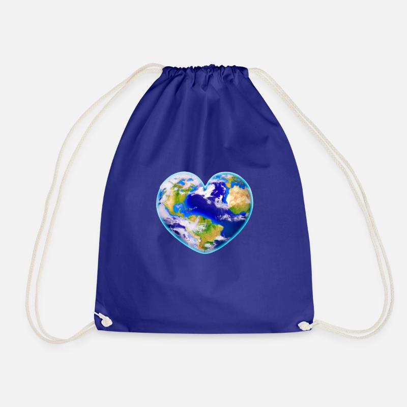 Erde Herz Geschenkidee herzförmiger Planet - Turnbeutel - Königsblau