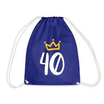 40. Geburtstag Krone Geschenkidee - Turnbeutel - Königsblau - Vorne