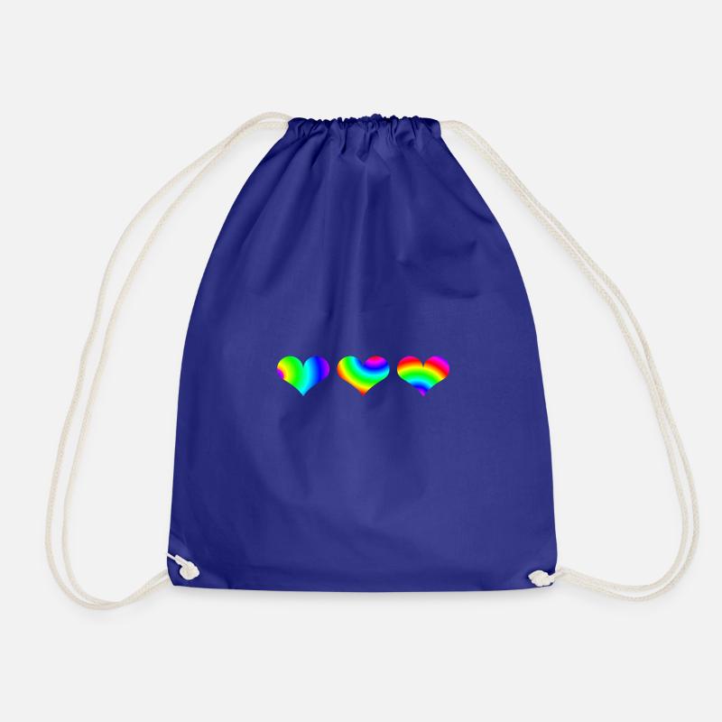 Herzen bunt Geschenkidee Regenbogen Herzchen - Turnbeutel - Königsblau