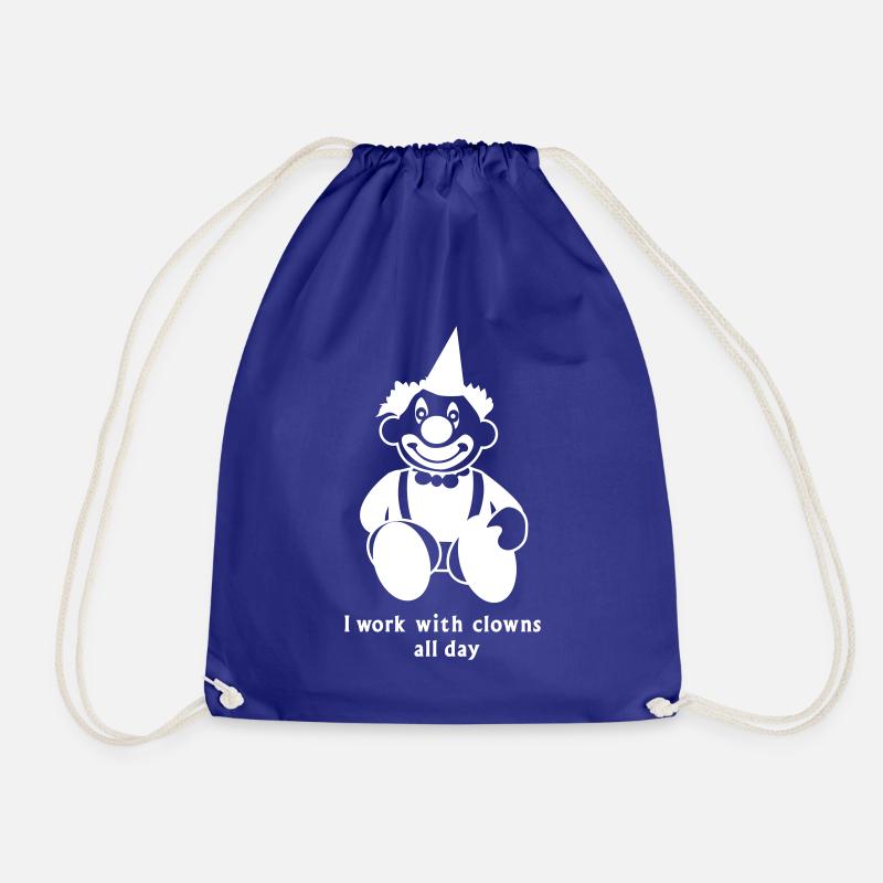 i work with clowns all day 1 - Drawstring Bag - royal blue