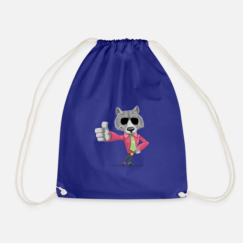 Cool Wolf With Sunglasses Shades Sun Glasses - Drawstring Bag - royal blue