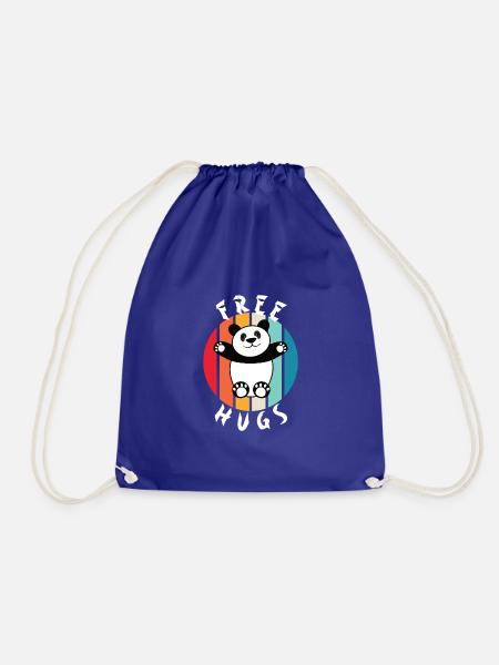 Retro Stiel Free Hugs Panda - Turnbeutel - Königsblau
