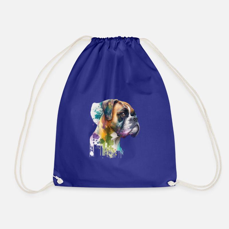 Deutscher Boxer Hund Wasserfarbe Design - Turnbeutel - Königsblau