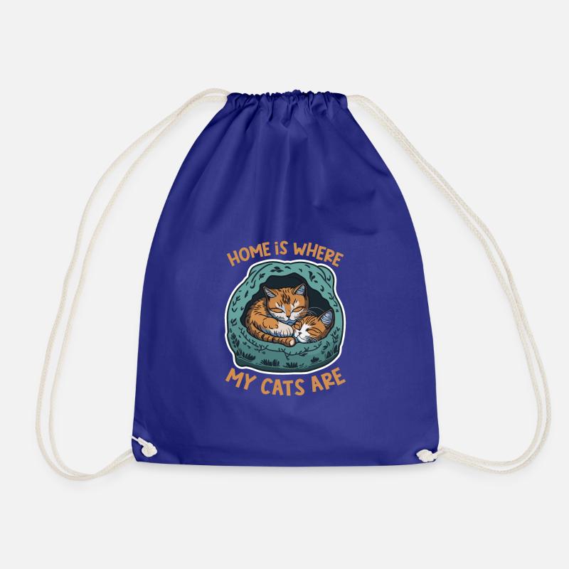 How Is Where My Cats Are - Drawstring Bag - royal blue