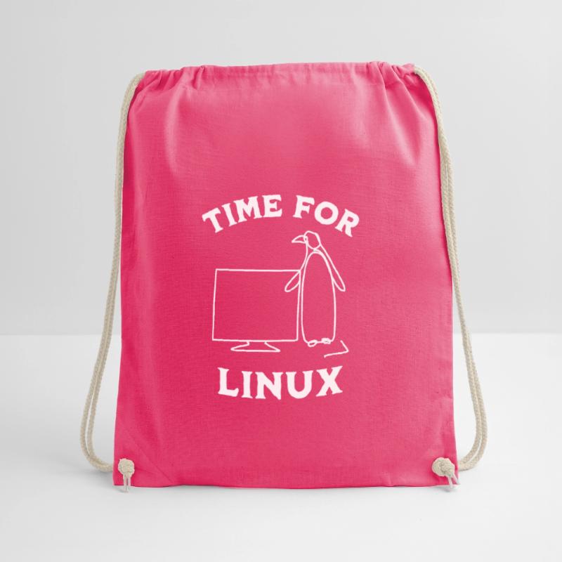 Time for Linux and Open Source Software Drawstring Bag