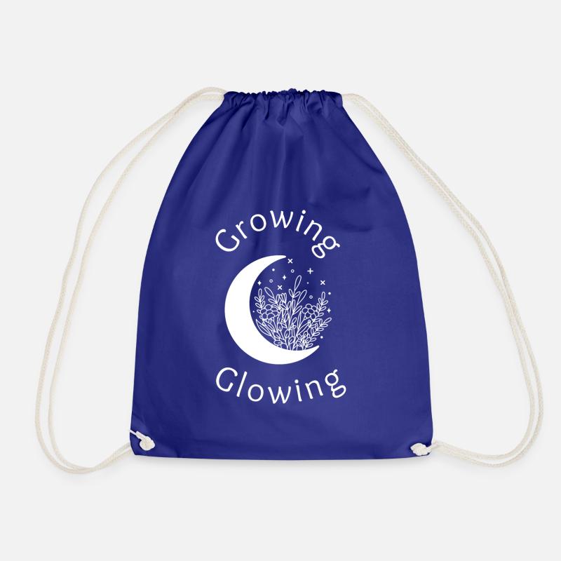 Growing Glowing leaf moon slogan - Drawstring Bag - royal blue