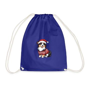 Border Collie Chien Noël - Sac de sport léger - bleu roi - Devant