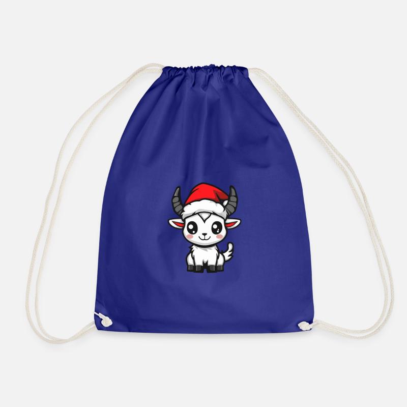 Mountain Goat Christmas - Drawstring Bag - royal blue