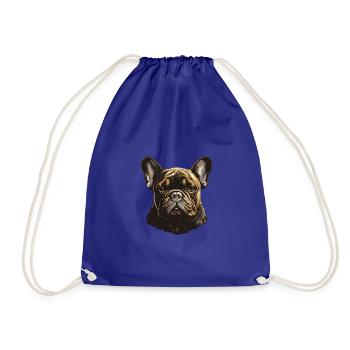 French Bulldog Dog Portrait - Drawstring Bag - royal blue - Front