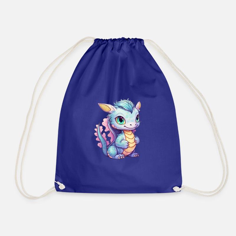 Dragon Kawaii Drawing - Drawstring Bag - royal blue