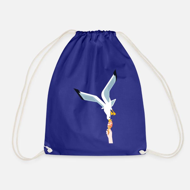 Seagull ice cream gift bird thief - Drawstring Bag - royal blue