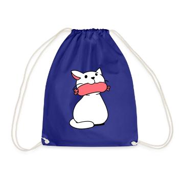 Chat mignon mange des saucisses la bouche mange des saucisses amusant - Sac de sport léger - bleu roi - Devant
