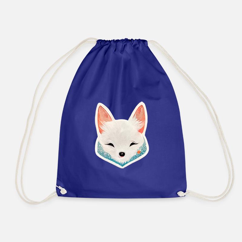 White fox - Drawstring Bag - royal blue