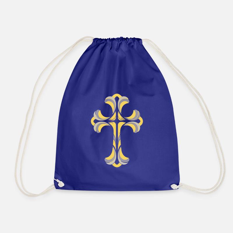 Cross Motif - Drawstring Bag - royal blue