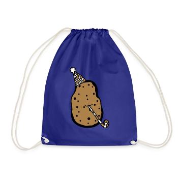 birthday potato party celebrate hat troete fun - Drawstring Bag - royal blue - Front