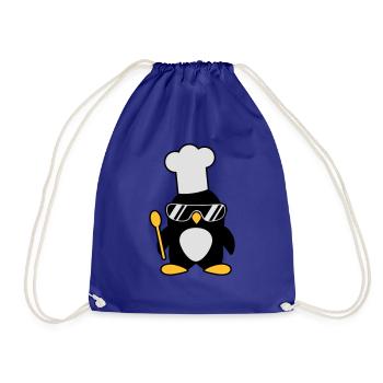 Cool Penguin Chef - Drawstring Bag - royal blue - Front