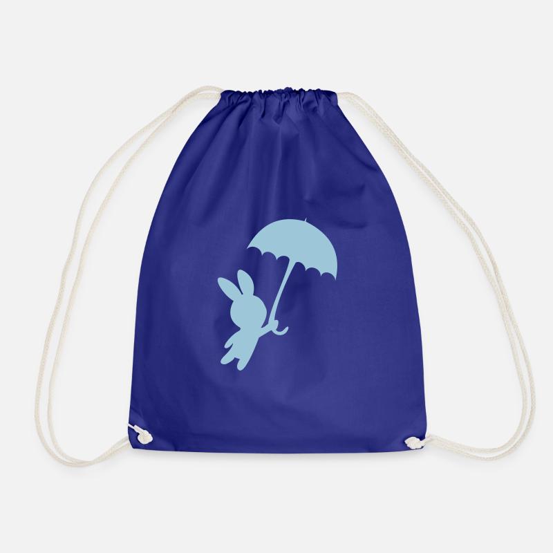 Bunny rabbit umbrella autumn fly hare - Drawstring Bag - royal blue