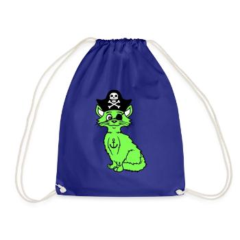 Cute Pirate Cats Buccaneer Eye Patch Hat Costume - Drawstring Bag - royal blue - Front