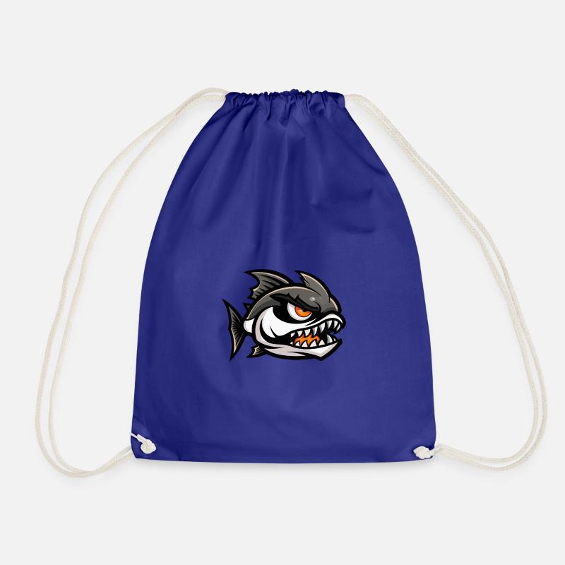 Piranha Fish Comic - Drawstring Bag - royal blue