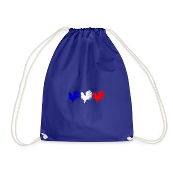 French Flag Roosters Blue White Red Cockerel - Drawstring Bag - royal blue - Front