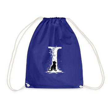 Letter I with cat - Drawstring Bag - royal blue - Front