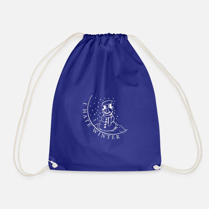 I hate winter, I hate snow and cold - Drawstring Bag - royal blue