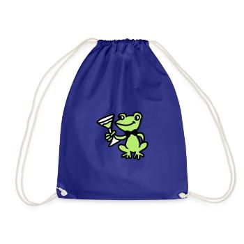 Frog with bow tie and cocktail 3 - Drawstring Bag - royal blue - Front