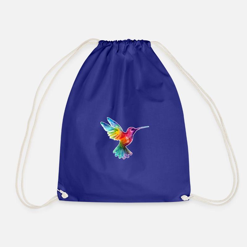 Rainbow Hummingbird - Drawstring Bag - royal blue